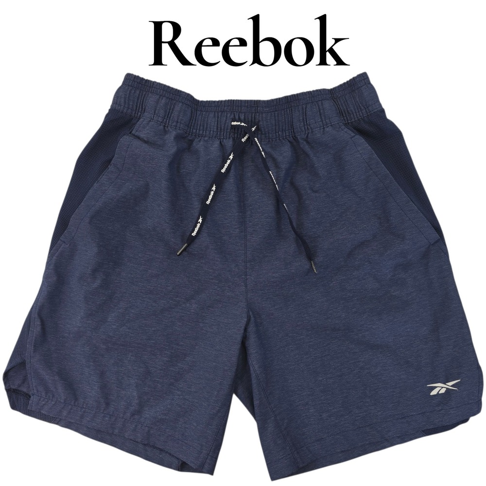 Reebok Athletic Shorts Mens Small Navy Blue Polyester Spandex Mesh Gym Training